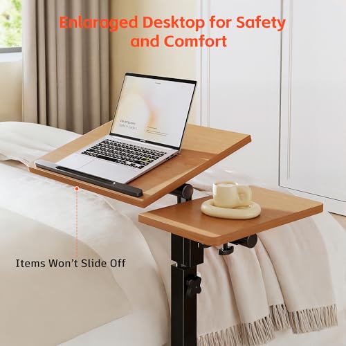 Furist Mobile Adjustable Height Laptop Stand PC Computer Portable Notebook Swivel Laptop Desk Rolling Table Desk Cart Tiltable with Wheels Casters& Mouse Pad Table，Natural - color: Natural