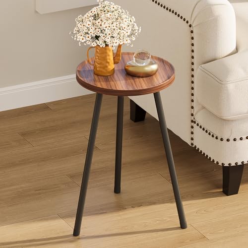 Small Couch Side Table, Drink Table, Mini Round End Table, Coffee Table, Snack Table for Small Spaces, Living Room, Bedroom, Sofa LET520DR - color: Rustic Brown, size: 11.8 X 11.8 X 20.8 Inches