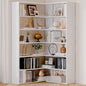 Corner Bookshelf, Freestanding L Shaped Display Shelf, 6 Tiers Bookcase with Baffles, Wooden Bookcase with Storage Organizer for Home Office, Living Room, Bedroom (35.2") - size: 35"