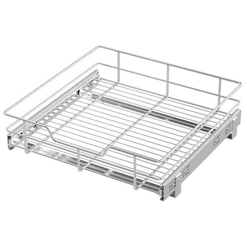 Pull Out Cabinet Organizer 18" W X 17" D, Chromed, Full Slide Out Drawers | For Kitchen Organizers and Storage, Pull Out Drawers For Cabinets Capacity Heavy Duty Caddy, Cabinet Shelves, Bathroom Pantry - color: 1 Tier - Chrome-Plated, size: 18" W X 17" D