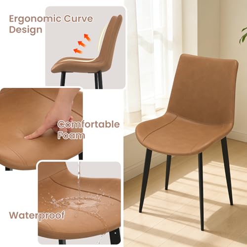 Extendable Dining Table Set for 4 to 8 People, 47.2" to 63" Modern Kitchen Table Set with 6 Leather Chairs, MDF Dining Room Table and Chairs with Removable Extension Leaf (Walnut Table+Brown Chairs) - color: 47.2'' - 63'' Walnut Table+6 Brown Chairs