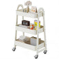 DUMOS 3 Tiers Metal Rolling Utility Cart with Lockable Wheels, Mobile Storage Organizer, Utility Shelving Unit for Kitchen, Office, Bathroom, Laundry, Narrow Places, White - color: 3 Tiers White