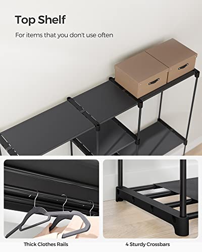 SONGMICS Portable Closet, Freestanding Closet Organizer, Clothes Rack with Shelves, Hanging Rods, Storage Organizer, for Cloakroom, Bedroom, 71.7 x 16.9 x 71.7 Inches, Black URYG037B02 - size: 71.7"L x 16.9"W x 71.7"H