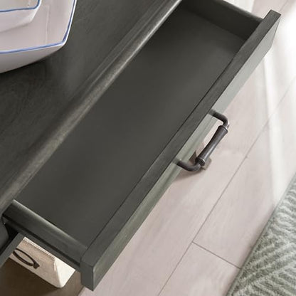 Topol Tray Edge Solid Wood Console Table with Drawer and Shelf, Smoke Gray Wash, Perfect for Entryways, Hallways, and Living Rooms – Leick Home, 10127-GR - color: Smoke Gray