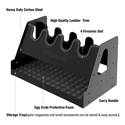 UNITEDPOWER Metal Pistol Rack, Handgun Holder for Gun Cabinet Storage, Revolvers Safe Organizer, 4 Gun Stand Fit Most Pistols, Black