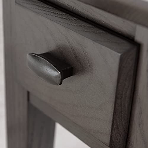 Leick Home 10071-GR One Drawer Chairside/Recliner End Table with Shelf, Smoke Gray - color: Smoke Gray