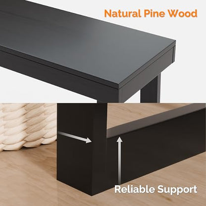 VINGLI 42.9" Black Console Table, Solid Wood Entryway Table, Narrow Sofa Table Behind Couch, Thin, for Living Room, Entrance, Hallway, Foyer, Bedroom, Office - color: Black, size: 42.9