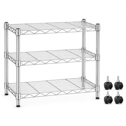 Simple Deluxe 3-Tier Storage Shelves, 750 Lbs Loading Capacity, 24.02" W x 13.78" D x 21.97" H Shelving Unit for Garage, Pantry and Kitchen, Chrome - size: 3-Tier, 24"W x 14"D x 22"H, style: 1 Pack