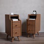 AQIMUELE Narrow Nightstand with Drawers, Wood Bedside Table, Small Walnut Nightstand Set of 2 - color: 2 Pc(walnut), size: 15.74''D*7.87''W*19.68''H
