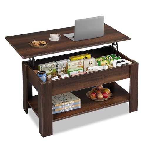 WLIVE Coffee Table, 39" Lift Top Coffee Table with Hidden Compartment, Storage Shelf and Lifting Top for Home Living Room, Office and Reception Room,Espresso - color: Espresso, size: 38.5"W x 18.9"D x 18.2"H