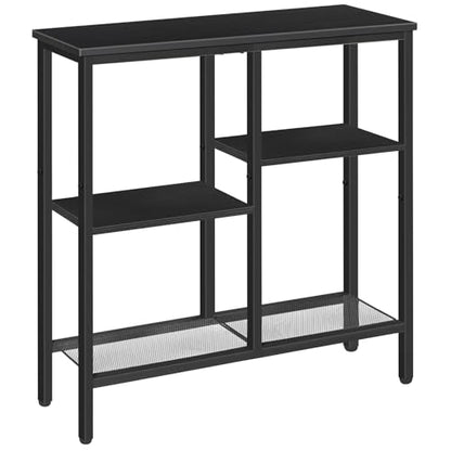 HOOBRO Narrow Console Table, Sofa Table, 4-Tier Industrial Entryway Table with Metal Mesh Shelf, Hallway Table with Adjustable Feet, for Entryway, Living Room, Hallway, Black BB79XG01 - color: Black