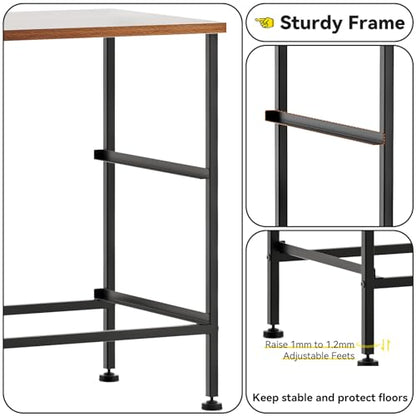 Industrial Nightstand with 2-Drawer Storage, Rustic Brown End Table with Metal Frame, Small Fabric Dresser for Bedroom, Living Room, Office, Easy Assembly