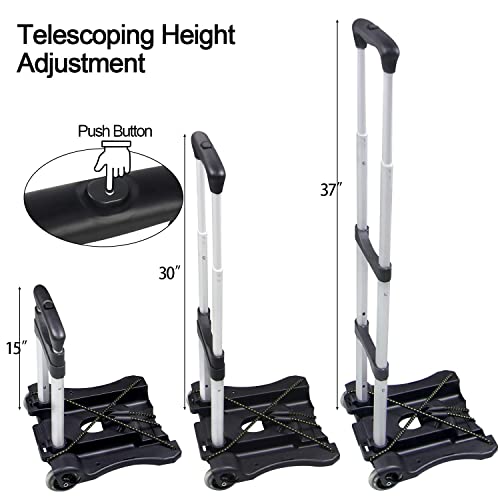 Sutekus Folding Hand Truck and Dolly 110-lbs Lightweight Portable Luggage Cart for School Travel Office Moving (Black) - color: Black