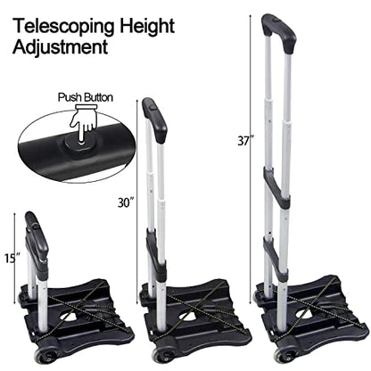 Sutekus Folding Hand Truck and Dolly 110-lbs Lightweight Portable Luggage Cart for School Travel Office Moving (Black) - color: Black