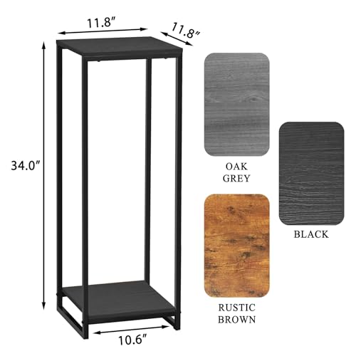 34" Tall 2-Tier Corner Plant Stand Indoor, Black | Functions as Flower Pots, Shelf, Decor Rack, Holder; Metal Frame with MDF Boards; for Living Room, Balcony; Modern Design