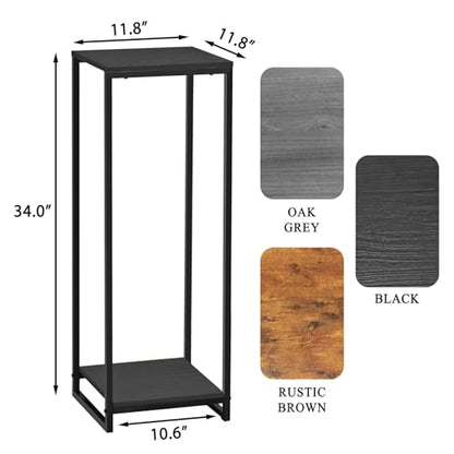 34" Tall 2-Tier Corner Plant Stand Indoor, Black | Functions as Flower Pots, Shelf, Decor Rack, Holder; Metal Frame with MDF Boards; for Living Room, Balcony; Modern Design