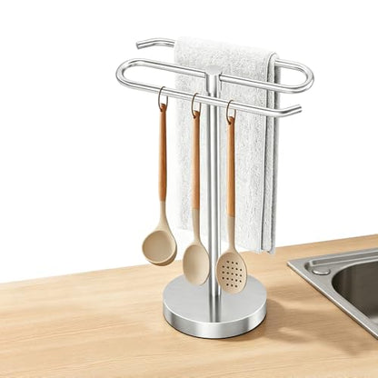 DOKU Hand Towel Holder Stand, Stainless Steel Bathroom Towel Rack Holder, S-Shape Free Standing Towel Bar Hanger for Kitchen Countertop, Brushed Nickel