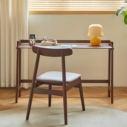 Computer Desk, Foldable Desk, Home Office Desks, Solid Wood Writing Desk, Mid Century Modern Desks, Oak Study Table, Folding Desks for Small Spaces, 39.4 W x 27.6 H x 13.6 D Inches, Walnut - size: 39.4 inches