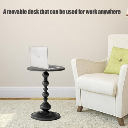 Pedestal Metal Round Side Table, Sofa Table, Small TV Tray Table for The Sofa in The Living Room and Bedroom, Bed, Chair, Mini Coffee Table, Headboard Table, 20.47 (H) *13.77 (W) - color: 1pcs - Black Upgrade Iron Table