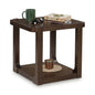Signature Design by Ashley Breckington End Table, Dark Brown Side Table with Lower Shelf, Contemporary Style for Deep Couches, Hardwood Solids, Oak Veneer and MDF Substrate, 27" W - color: Dark Brown - Shelf