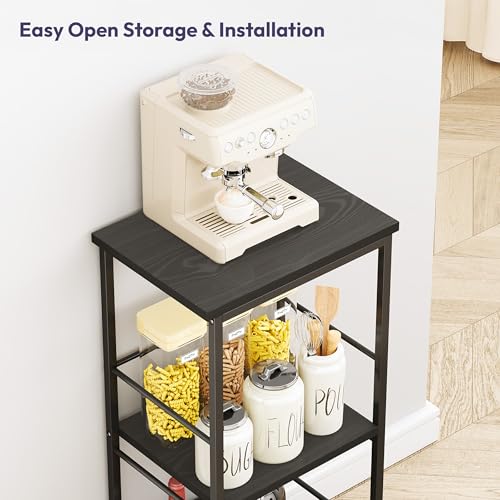 SWTYMIKI Coffee Bar Cabinet for Home - 3-Tier Sturdy Farmhouse Coffee Stand Station Multi-Purpose Buffet Sideboard - Kitchen Bar Table for Living Room, Corner, Small Space, Black - size: 16.54x11.81in, style: Espresso