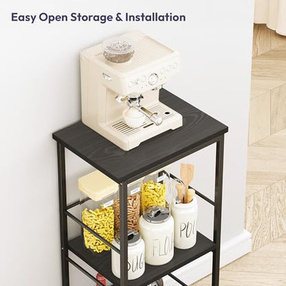 SWTYMIKI Coffee Bar Cabinet for Home - 3-Tier Sturdy Farmhouse Coffee Stand Station Multi-Purpose Buffet Sideboard - Kitchen Bar Table for Living Room, Corner, Small Space, Black - size: 16.54x11.81in, style: Espresso