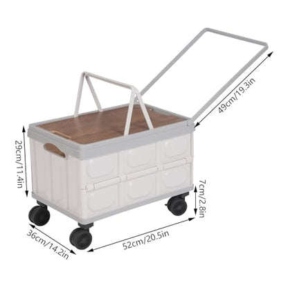 Foldable Rolling Cart, 55L Portable Organizer C-Art with 4 Wheels, 20.5x14.2x11.4in Freestanding Foldable Organizer Rolling Cart with Handles, Practical Top Cover, Grooves (Grey) - color: Gray