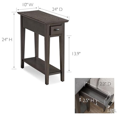 Leick Home 10071-GR One Drawer Chairside/Recliner End Table with Shelf, Smoke Gray - color: Smoke Gray