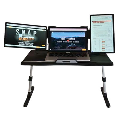 Xebec Air Desk Adjustable Laptop Lap Desk with Height & Tilt | Portable Standing Desk Converter | Foldable Bed Table with Storage Drawers & No-Slip Surface for Home Office Work