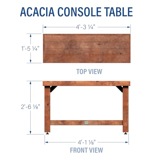Backyard Discovery 48" Acacia Wood Farmhouse Narrow Console Table with Lower Slat Storage Shelf, Water-Resistant Design for Patio, Deck, Entryway, Living Room, Sofa Table, Indoor or Outdoor Use - style: Without Decorative Shelves