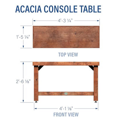 Backyard Discovery 48" Acacia Wood Farmhouse Narrow Console Table with Lower Slat Storage Shelf, Water-Resistant Design for Patio, Deck, Entryway, Living Room, Sofa Table, Indoor or Outdoor Use - style: Without Decorative Shelves