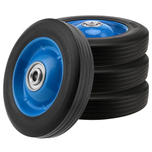 4 PCS 8 Inch Solid Rubber Tire, Black Blue Solid Rubber Wheels, Hand Truck Replacement Wheels for Garden Carts, Wheelbarrows - size: Blue 4Pcs