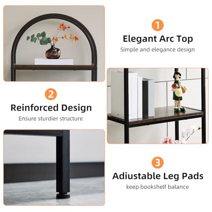 Garvee Arched Bookshelf 4 Tier,Arched Display Racks,Tall Standing Bookshelves with Metal Frame,Modern Open Storage Shelf Display Rack for Bedroom, Living Room, Home Office | Tall Standing Bookshelves ,Modern Open Storage Shelf Display Rack for Bedroom, Li