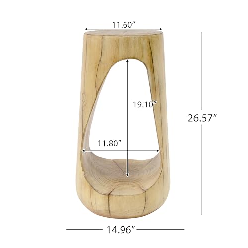 Merax Hollow MGO Accent Side Table, Unique Modern End Table with Wide Pedestal & Tabletop, Small Drink Tables for Living Room, Bedroom Night Stand Bedside Table, No Assembly Required, Natural - color: Natural, size: Hollow Design