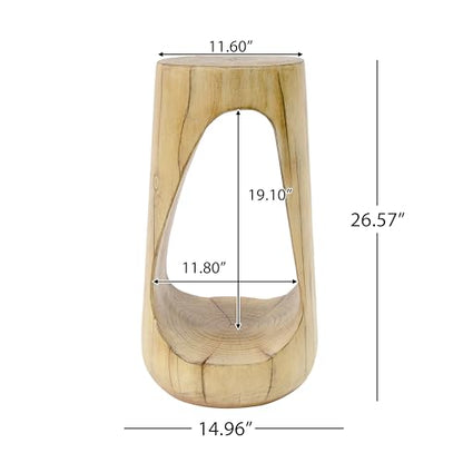 Merax Hollow MGO Accent Side Table, Unique Modern End Table with Wide Pedestal & Tabletop, Small Drink Tables for Living Room, Bedroom Night Stand Bedside Table, No Assembly Required, Natural - color: Natural, size: Hollow Design