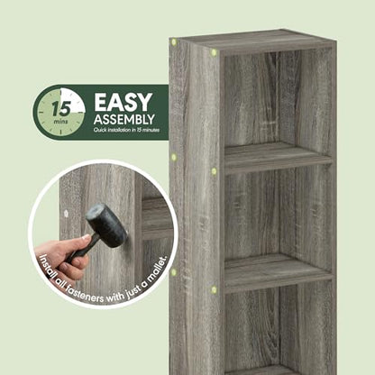 Furinno Pasir 3-Tier No Tool Assembly Open Shelf Bookcase, French Oak - color: French Oak, size: 3-Tier Cube No Tool