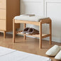 Solid Wood Shoe Bench, Small Entryway Bench with Light Gray Cushion | Natural oak finish with visible wood grain and soft cushion creates a compact, stylish seat for small spaces. - color: Natural + Light Gray Cushion, size: 17.71"