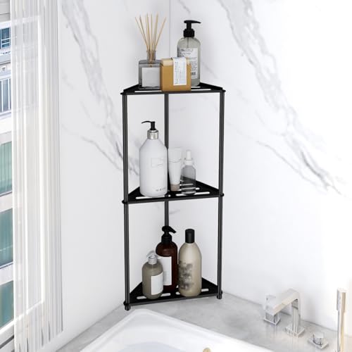 Standing Shower Caddy Corner, 3 Tier Stainless Steel Shower Organizer Stand, Rustproof Corner Shower Shelves, Corner Shower Caddy Bathroom Shower Stand, Black - size: 3 Tier