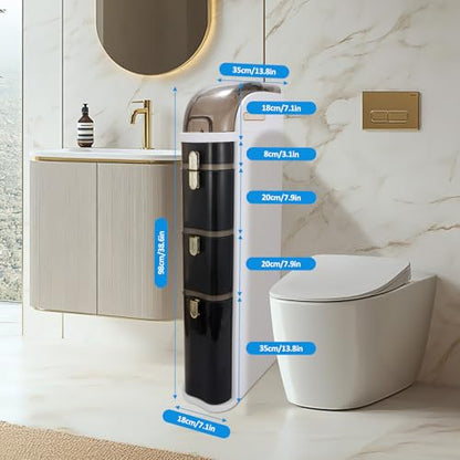 Bathroom Floor Cabinet/Narrow Bathroom Storage Cabinet | Mobile and No Installation Required, Perfect for Small Space Laundry Rooms, Toilet Areas and Living Room Gaps - size: 4-Tiers