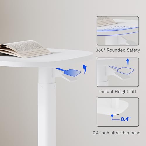 FLEXISPOT Adjustable C Table Mobile Snack Side End Table Sofa Couch Bedside Table Laptop Cart TV Tray Night Stand Small Space Side Table(23.6" W x 13.8" D,White) - color: White, size: Small