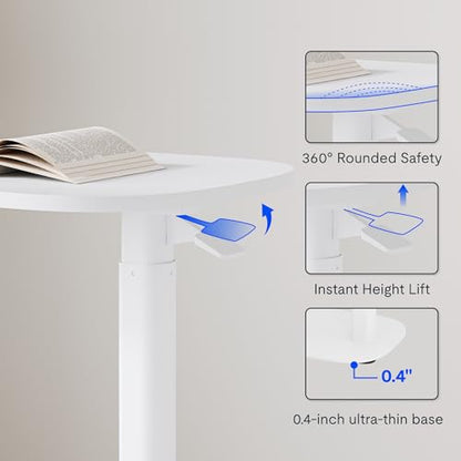 FLEXISPOT Adjustable C Table Mobile Snack Side End Table Sofa Couch Bedside Table Laptop Cart TV Tray Night Stand Small Space Side Table(23.6" W x 13.8" D,White) - color: White, size: 24x14