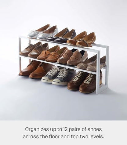 YAMAZAKI Home Expanding Shoe Rack, Metal, Adjustable Steel One Size White - color: White, size: Double