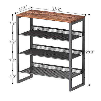 CHEMPFR Industrial Shoe Rack - Sturdy Steel Entryway Shoe Organizer with Spacious Top - Strong Mesh Shoe Storage Shelves - Adjustable Shoe Stand for Closet Organization (4-Tier) - size: 4-Tier