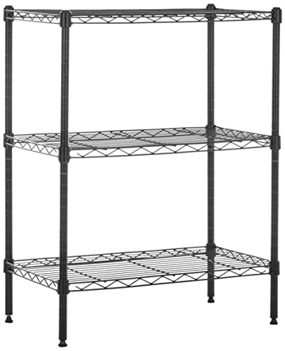 Amazon Basics 3-Shelf Adjustable Heavy Duty Steel Wire Rack Storage Shelving Organizer with Storage Space, Versatility and Ease of Use for Kitchen, Garage, 23.2" L x 13.4" W x 30" H, Black - color: Black, size: 23.2"L x13.4" W x 30" H, style: 3 -Shelf