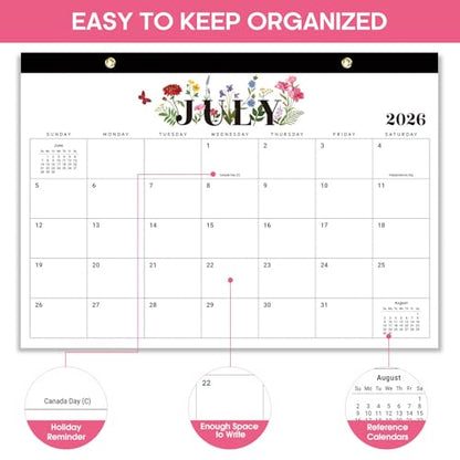 Desk Calendar 2026-2027, 18-Month Calendar Runs from July 2026 to December 2027, Large 17" x 12" Monthly Desktop & Wall Calendar for Home & Office - Soft Botanica - color: i-Soft Botanica, size: Jul 2026 – Dec 2027