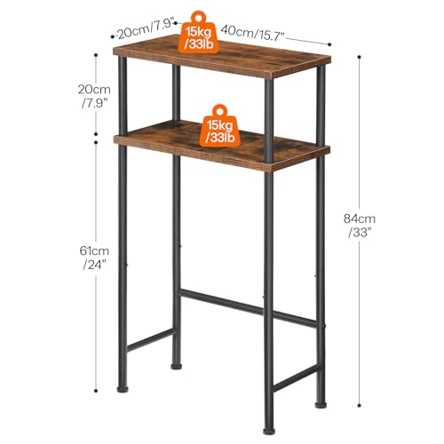 HOOBRO Narrow Console Table for Small Space, 15.7" Entryway Table with Storage, Sofa Table with 2 Shelves, Skinny Console Table for Entryway, Hallway, Living Room, Rustic Brown and Black BF40XG01 - color: Rustic Brown + Black