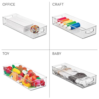 iDesign Slim Extra Long Clear Storage Bin, 4-Pack | Narrow, Stackable, Kitchen or Pantry Organizer - size: 16 x 6 x 3, style: Pack of 4