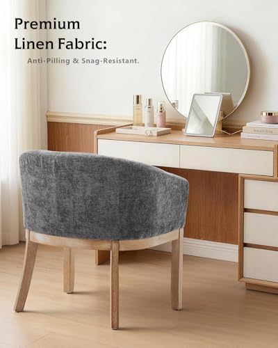 Barrel Dining Chair with Arms Set of 2, Upholstered Chenille Armchair, Curved Back Mid-Century Accent Chair with Solid Wood Legs, Kitchen Dining Room, Breakfast Nook,Home Office,Gray - color: Grey