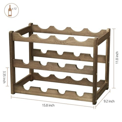 Bamboo Wine Rack, Sturdy and Durable Wine Storage Cabinet Shelf, Wine Racks Countertop for Pantry - 3 Tiers 12 Bottle Wine Rack, Moca - color: 3 Tier Moca