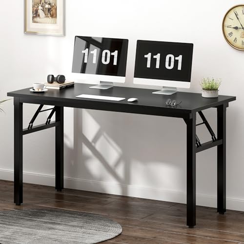 Need Computer Desk Office Desk 47 inches Folding Table with BIFMA Certification Computer Table Workstation No Install Needed, Black Brown - color: Black, size: 47 inches